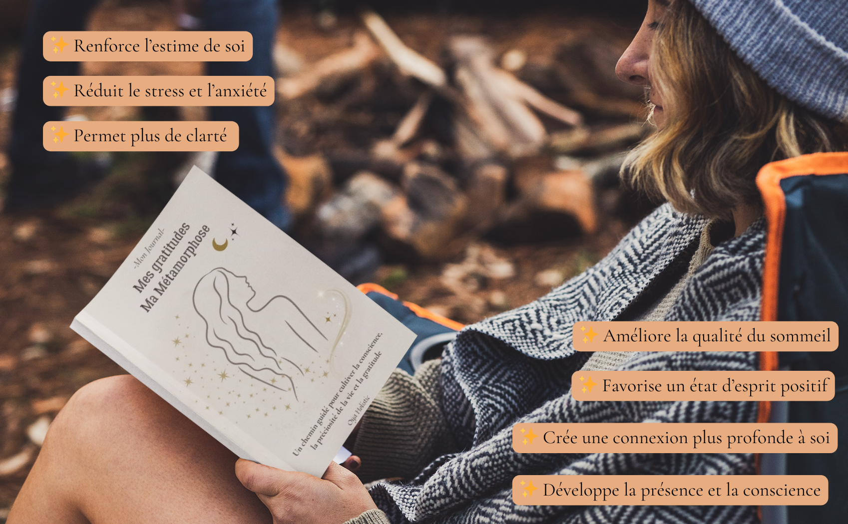 Journal de gratitude et de métamorphose pour femmes – Version N&B.